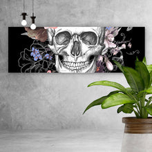 Lade das Bild in den Galerie-Viewer, Spannrahmenbild Schädel und Blumen Panorama