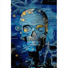 Lade das Bild in den Galerie-Viewer, Aluminiumbild gebürstet Schädel in Van Gogh Stil Hochformat