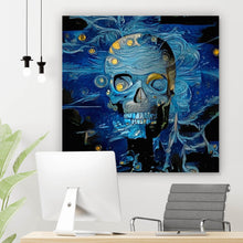 Lade das Bild in den Galerie-Viewer, Aluminiumbild Schädel in Van Gogh Stil Quadrat