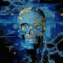 Lade das Bild in den Galerie-Viewer, Spannrahmenbild Schädel in Van Gogh Stil Quadrat