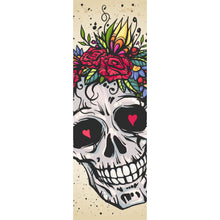 Lade das Bild in den Galerie-Viewer, Leinwandbild Schädel mit Blumen Modern Art Panorama Hoch
