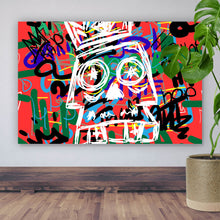 Lade das Bild in den Galerie-Viewer, Leinwandbild Schädel mit Krone Street Art Querformat