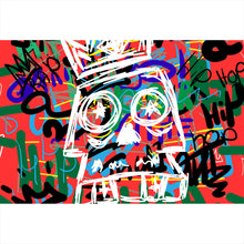 Lade das Bild in den Galerie-Viewer, Spannrahmenbild Schädel mit Krone Street Art Querformat