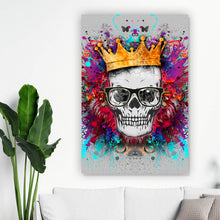 Lade das Bild in den Galerie-Viewer, Acrylglasbild Schädel mit Krone Modern Art Hochformat