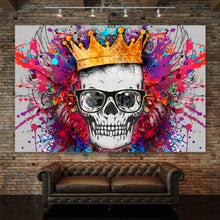 Lade das Bild in den Galerie-Viewer, Acrylglasbild Schädel mit Krone Modern Art Querformat
