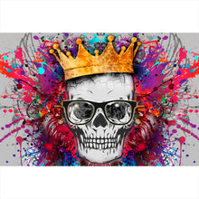 Lade das Bild in den Galerie-Viewer, Poster Schädel mit Krone Modern Art Querformat