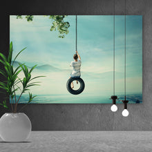 Lade das Bild in den Galerie-Viewer, Aluminiumbild Schaukelnder Junge Querformat