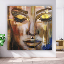 Lade das Bild in den Galerie-Viewer, Aluminiumbild gebürstet Schlafende Frau Zeichenstil Abstrakt Quadrat