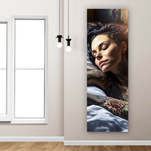 Lade das Bild in den Galerie-Viewer, Acrylglasbild Schlafende Tattoo Frau Panorama Hoch