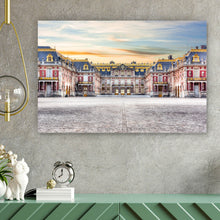 Lade das Bild in den Galerie-Viewer, Acrylglasbild Schloss Versailles bei Sonnenuntergang Querformat