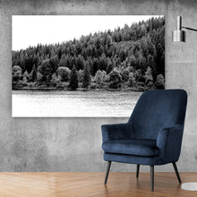 Lade das Bild in den Galerie-Viewer, Aluminiumbild Schluchsee im Schwarzwald schwarz weiss Querformat