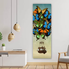 Lade das Bild in den Galerie-Viewer, Leinwandbild Schmetterling Heißluftballon Panorama Hoch
