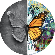 Lade das Bild in den Galerie-Viewer, Aluminiumbild gebürstet Schmetterling Modern Art Kreis