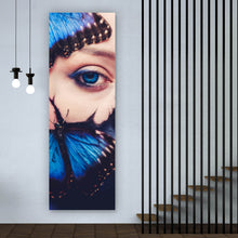 Lade das Bild in den Galerie-Viewer, Aluminiumbild gebürstet La Catrina mit Schmetterlingen Panorama Hoch