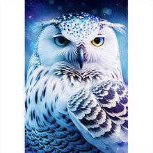 Lade das Bild in den Galerie-Viewer, Aluminiumbild gebürstet Schneeeule Galaxy Digital Art Hochformat