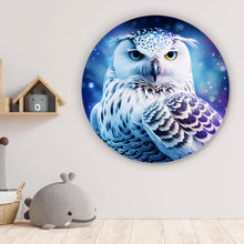 Lade das Bild in den Galerie-Viewer, Aluminiumbild gebürstet Schneeeule Galaxy Digital Art Kreis