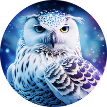 Lade das Bild in den Galerie-Viewer, Aluminiumbild gebürstet Schneeeule Galaxy Digital Art Kreis