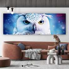 Lade das Bild in den Galerie-Viewer, Aluminiumbild gebürstet Schneeeule Galaxy Digital Art Panorama