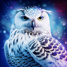 Lade das Bild in den Galerie-Viewer, Aluminiumbild Schneeeule Galaxy Digital Art Quadrat