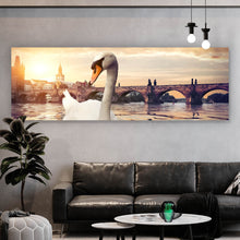 Lade das Bild in den Galerie-Viewer, Spannrahmenbild Schwan bei der Karlsbrücke Panorama