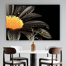 Lade das Bild in den Galerie-Viewer, Poster Schwarze Blume mit Gold Querformat