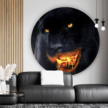 Lade das Bild in den Galerie-Viewer, Aluminiumbild gebürstet Schwarzer Panther Lava Kreis