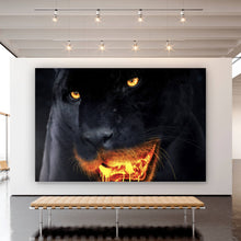 Lade das Bild in den Galerie-Viewer, Aluminiumbild gebürstet Schwarzer Panther Lava Querformat