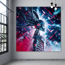 Lade das Bild in den Galerie-Viewer, Aluminiumbild gebürstet Science Fiction Skelett Quadrat