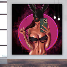 Lade das Bild in den Galerie-Viewer, Aluminiumbild gebürstet Selfie Girl Digital Art Quadrat