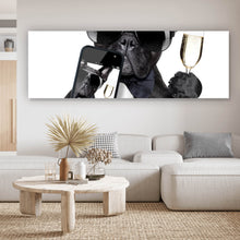 Lade das Bild in den Galerie-Viewer, Leinwandbild Selfie Time Bulldogge Panorama