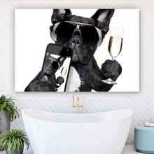 Lade das Bild in den Galerie-Viewer, Leinwandbild Selfie Time Bulldogge Querformat