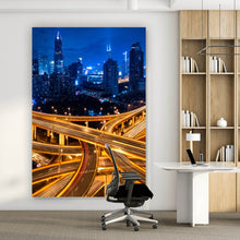 Lade das Bild in den Galerie-Viewer, Poster Shanghai Skyline bei Nacht Hochformat