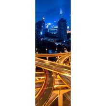Lade das Bild in den Galerie-Viewer, Leinwandbild Shanghai Skyline bei Nacht Panorama Hoch