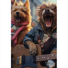 Lade das Bild in den Galerie-Viewer, Poster Singende Hundeband mit Gitarre Hochformat