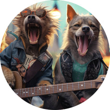 Lade das Bild in den Galerie-Viewer, Aluminiumbild gebürstet Singende Hundeband mit Gitarre Kreis