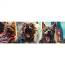 Lade das Bild in den Galerie-Viewer, Aluminiumbild gebürstet Singende Hundeband mit Gitarre Panorama