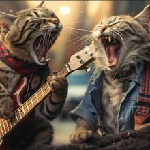 Lade das Bild in den Galerie-Viewer, Leinwandbild Singende Katzen mit Gitarre Quadrat