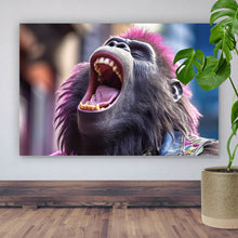 Lade das Bild in den Galerie-Viewer, Aluminiumbild gebürstet Singender Gorilla Querformat