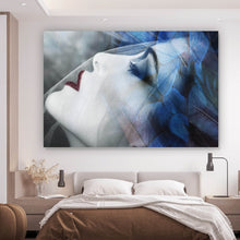 Lade das Bild in den Galerie-Viewer, Aluminiumbild gebürstet Sinnliche Frau mit Schleier Querformat