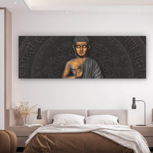 Lade das Bild in den Galerie-Viewer, Aluminiumbild gebürstet Sitzender Buddha Panorama