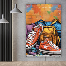 Lade das Bild in den Galerie-Viewer, Aluminiumbild Sneaker Old School Street Art Hochformat