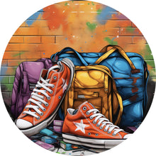 Lade das Bild in den Galerie-Viewer, Aluminiumbild gebürstet Sneaker Old School Street Art Kreis