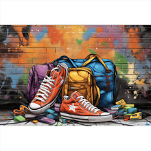 Lade das Bild in den Galerie-Viewer, Aluminiumbild gebürstet Sneaker Old School Street Art Querformat