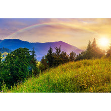 Lade das Bild in den Galerie-Viewer, Poster Sonnenstrahlen mit Bergspitzen Querformat