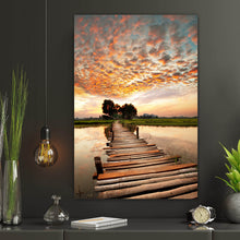 Lade das Bild in den Galerie-Viewer, Aluminiumbild Sonnenuntergang am tropischen Fluss Hochformat