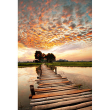 Lade das Bild in den Galerie-Viewer, Aluminiumbild gebürstet Sonnenuntergang am tropischen Fluss Hochformat