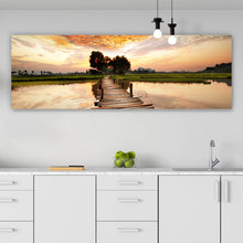 Lade das Bild in den Galerie-Viewer, Spannrahmenbild Sonnenuntergang am tropischen Fluss Panorama