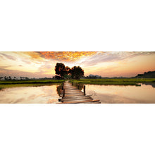 Lade das Bild in den Galerie-Viewer, Aluminiumbild Sonnenuntergang am tropischen Fluss Panorama