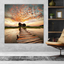 Lade das Bild in den Galerie-Viewer, Poster Sonnenuntergang am tropischen Fluss Quadrat