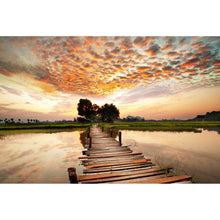 Lade das Bild in den Galerie-Viewer, Poster Sonnenuntergang am tropischen Fluss Querformat